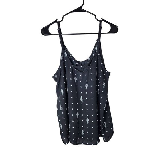 Torrid Pineapple Print Georgette Cross-Cross Back Tank Top Women’s Size 0 Large - Picture 2 of 6